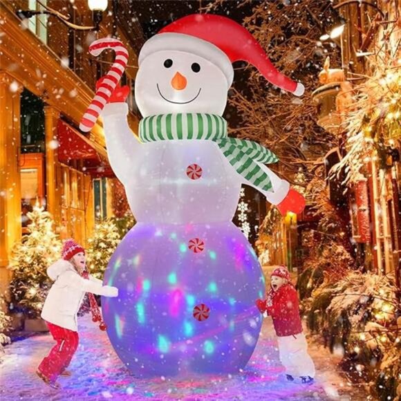 B&D 12FT Giant Christmas Inflatables Snowman Outdoor Decor, Christmas Blow Up